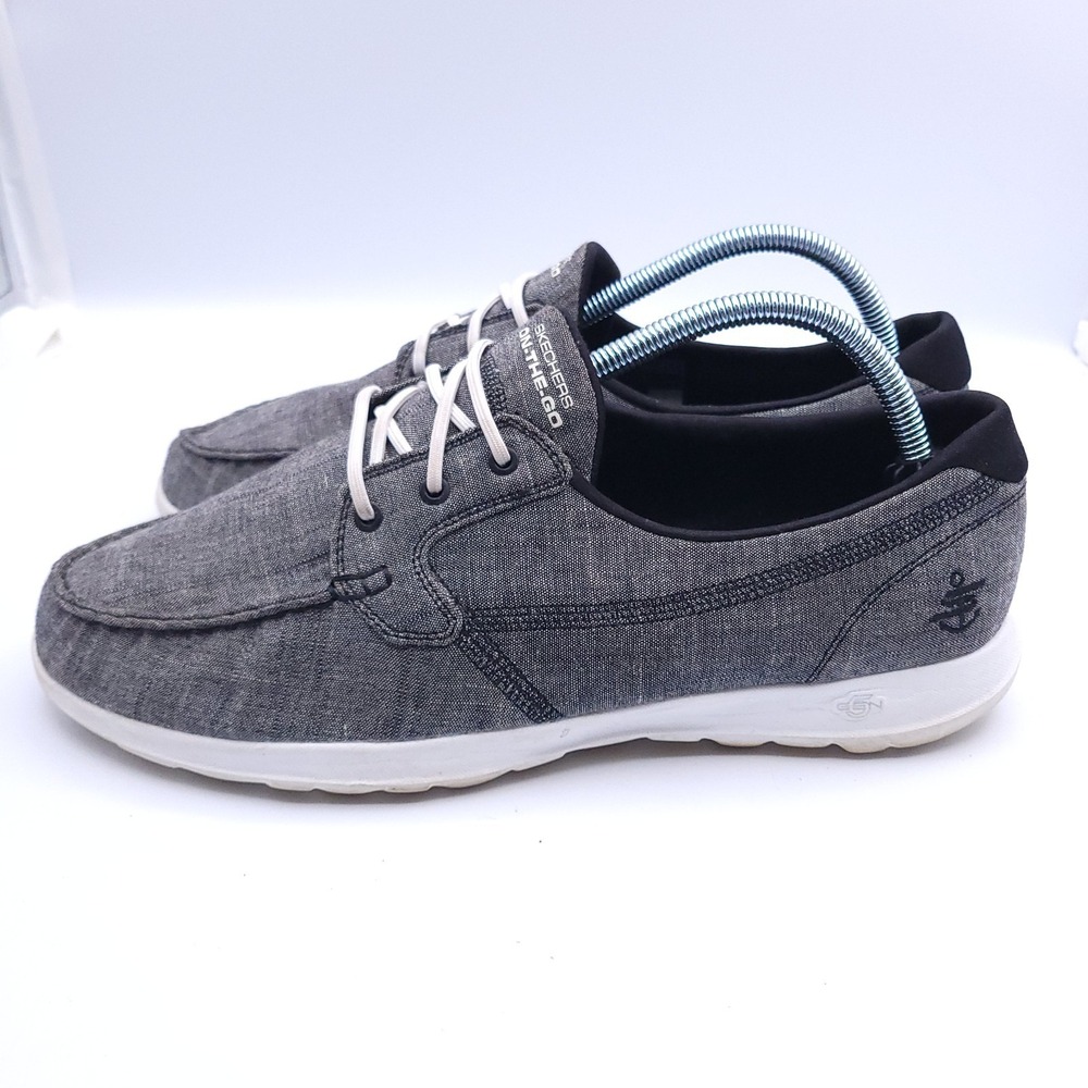 Skechers Ashore Boat Shoes Womens 11 M Heathered Gray Canvas On the Go Flex - Picture 5 of 10